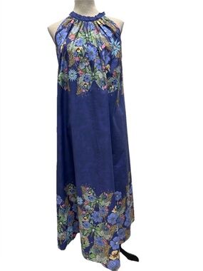 Magari NWT Halter Maxi Dress XL Blue Floral Boho Party